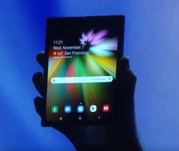 Samsung、折れ曲がる有機ELスマートフォン.GIF